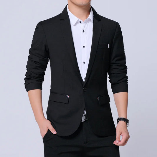 Blazer Men's Fashion Premium Business Outdoor Gentleman Self-cultivation English Style Solid Color Casual Hosts Weddings Blazer