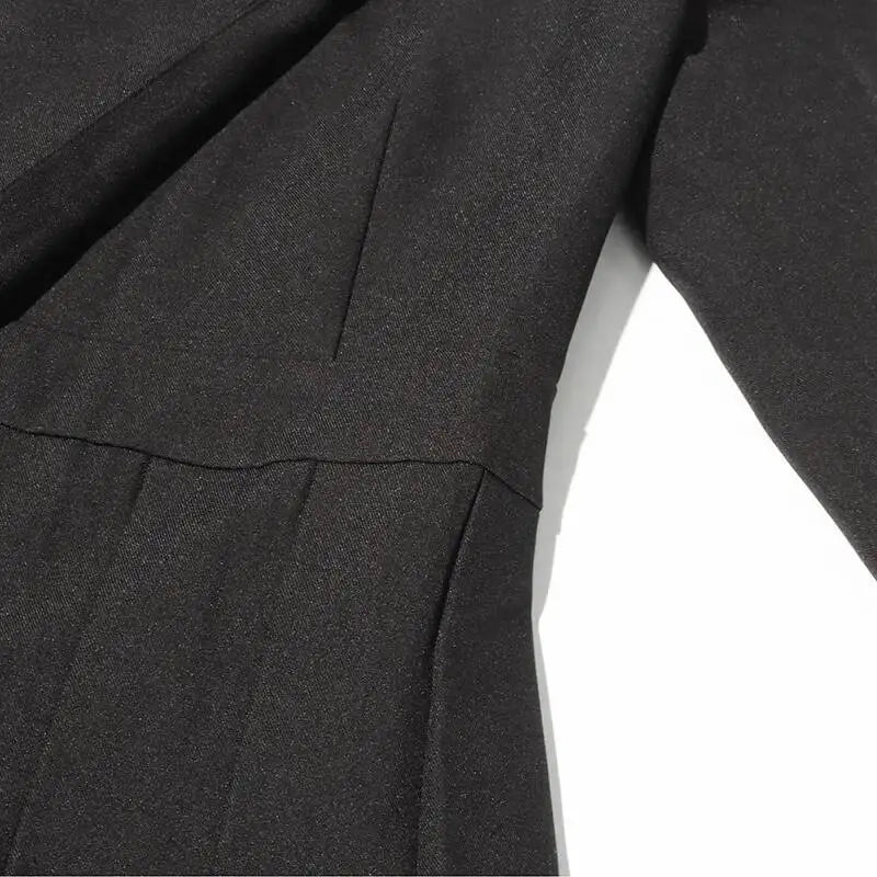 Women Blazer Asymmetric Single Breasted Waist Hollow Out Ruched Slim Fit Elegant Fashion High-end Dresses New Spring HK8685