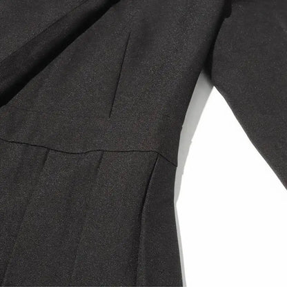 Women Blazer Asymmetric Single Breasted Waist Hollow Out Ruched Slim Fit Elegant Fashion High-end Dresses New Spring HK8685