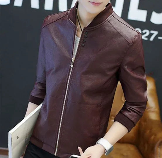 Brown Casual Men's Suit Jackets Trendy 2025 Korean Style Clothes Male Leather Blazer Single Models Luxury Designer Menswear Coat