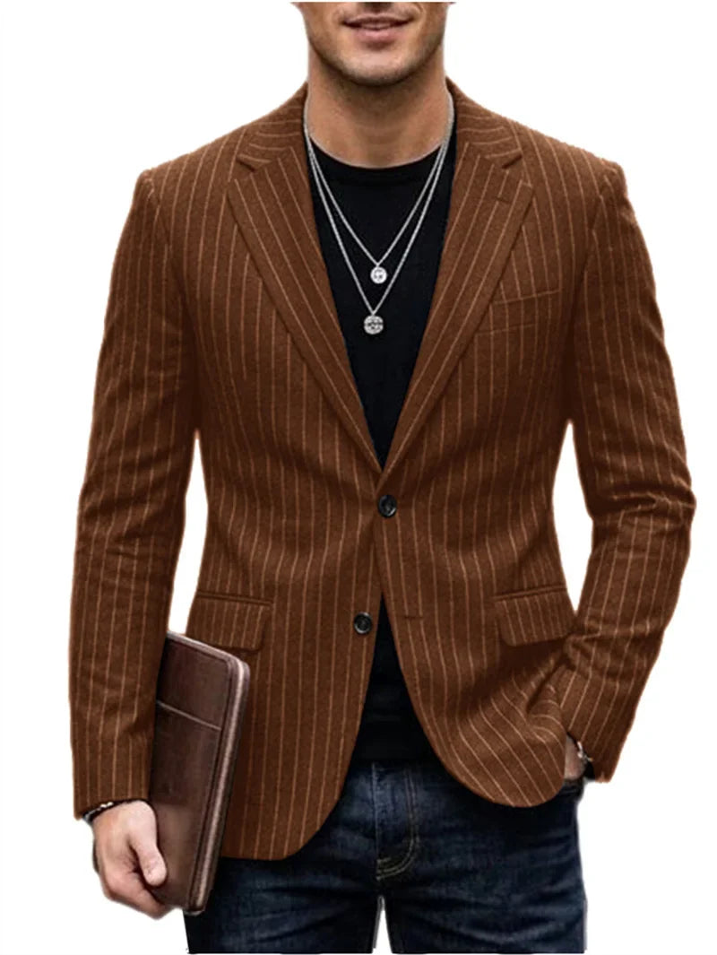 Men's Striped Blazer Casual Slim Fit Suit Jacket 2026 New Business Casual Single Breasted Blazer for Men Office Wedding Party Co