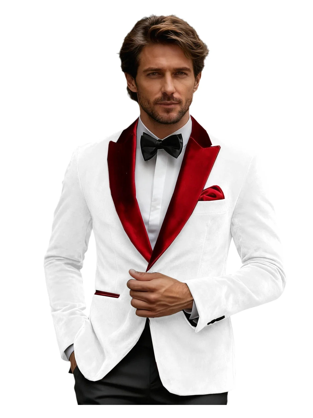 Luxury Burgundy Velvet Men's Blazer Suits Single Breasted Black Shawl Lapel Slim Fit Men Sport Coats Formal Wedding Groom Jacket
