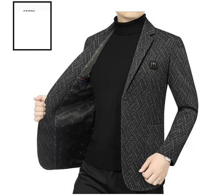 Blazer Men's Fashionable Business Banquet Dance Singer Striped Fitted Casual Trendy Wedding Banquet Dress Performance Blazer