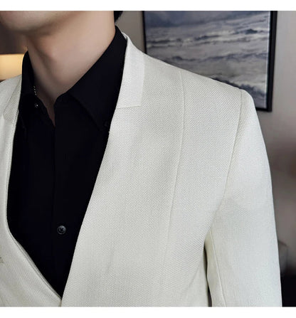 The New Chinese Style Collarless Suit Is Fashionable, Handsome and Versatile. It Is a Solid-Color Korean-Style Fitted and Fashio