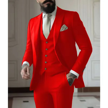 Classy Men Suits 3 Pieces Light Green Peak Lapel Jacket Vest Pants Classic Set For Wedding Groom Wedding Business Events Dress