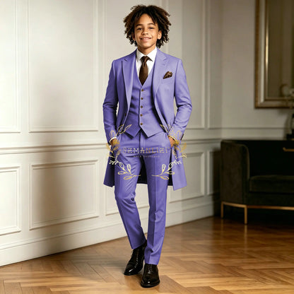 Premium Light Green Boys Formal Suit Sets 3 Pieces Long Jacket Vest Pants Occasion Wear For Wedding Party Banquet Performance