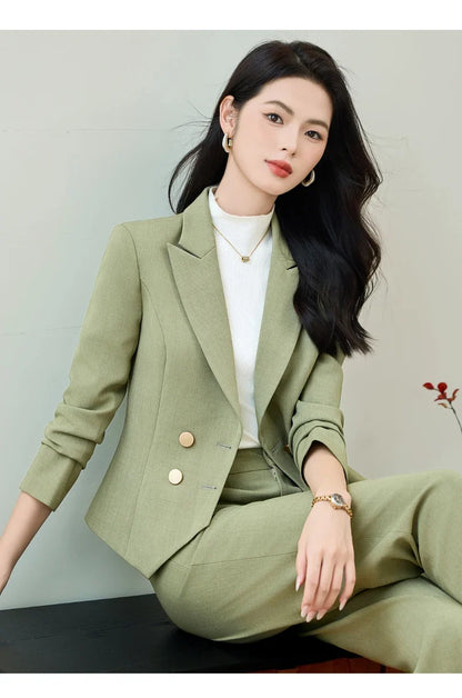 Fashionable professional women's clothing, high-quality two-piece pants + blazer, elegant temperament, beautiful charming