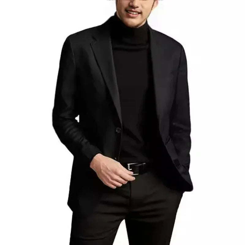KIDWHXR Men Suit Coat Simple Solid Long Sleeve Male Blazer Turn Down Collar Casual Comfortable Business Casual Man Outerwear