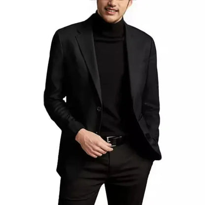 KIDWHXR Men Suit Coat Simple Solid Long Sleeve Male Blazer Turn Down Collar Casual Comfortable Business Casual Man Outerwear