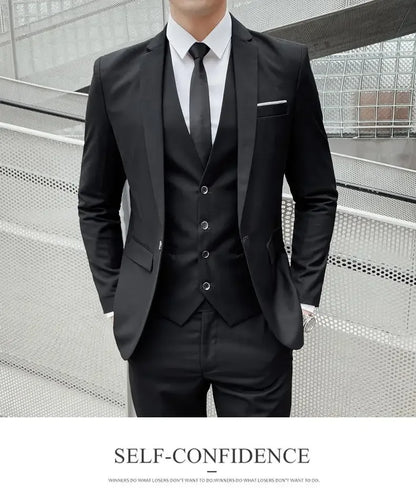 Men's Three-Piece Slim Fit Suit | Blazer, Waistcoat & Trousers for Formal and Business Occasions