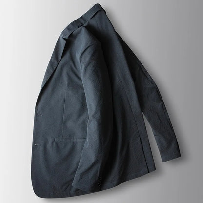 KIDWHXR Blazer Men Spring Thin Simple Single-breasted Pocket Man Outerwear Loose Breathable Long Sleeve Business Male Suit Coat