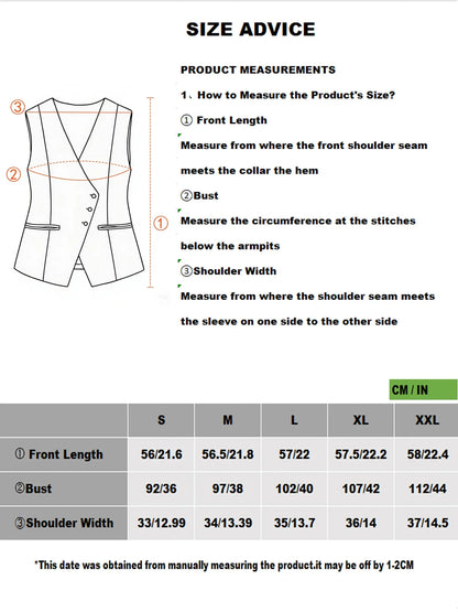 Short V-Neck Suit Vest for Women, Spring and Autumn Slant-Buttoned Top, Perfect for Office Wear and Versatile Vest