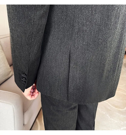 High Quality Casual Business Suit Set Men Slim Fit Social Wedding Groom Formal Set 3 Piece Set (jacket+vest+pant）men Clothing