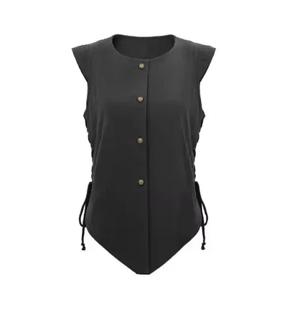 Women Pirate Vest Medieval Costumes Adult Halloween Renaissance Vest Black Bard Vest Top Bodice