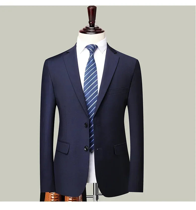 S-8XL Blazer New Men's Fashion Business Solid Color British Style Professional Work Groom Wedding Dress Best Man Blazer Jacket