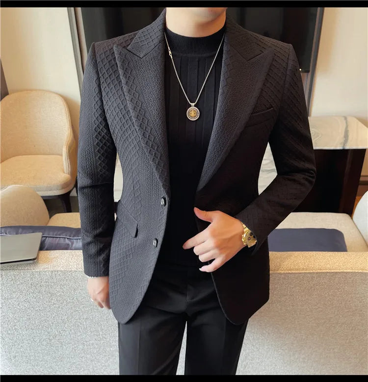 Autumn Winter Single Breasted Wedding Suit Jacket for Men Business Casual Slim Fit Blazers Banquet Party Social Suit Jackets