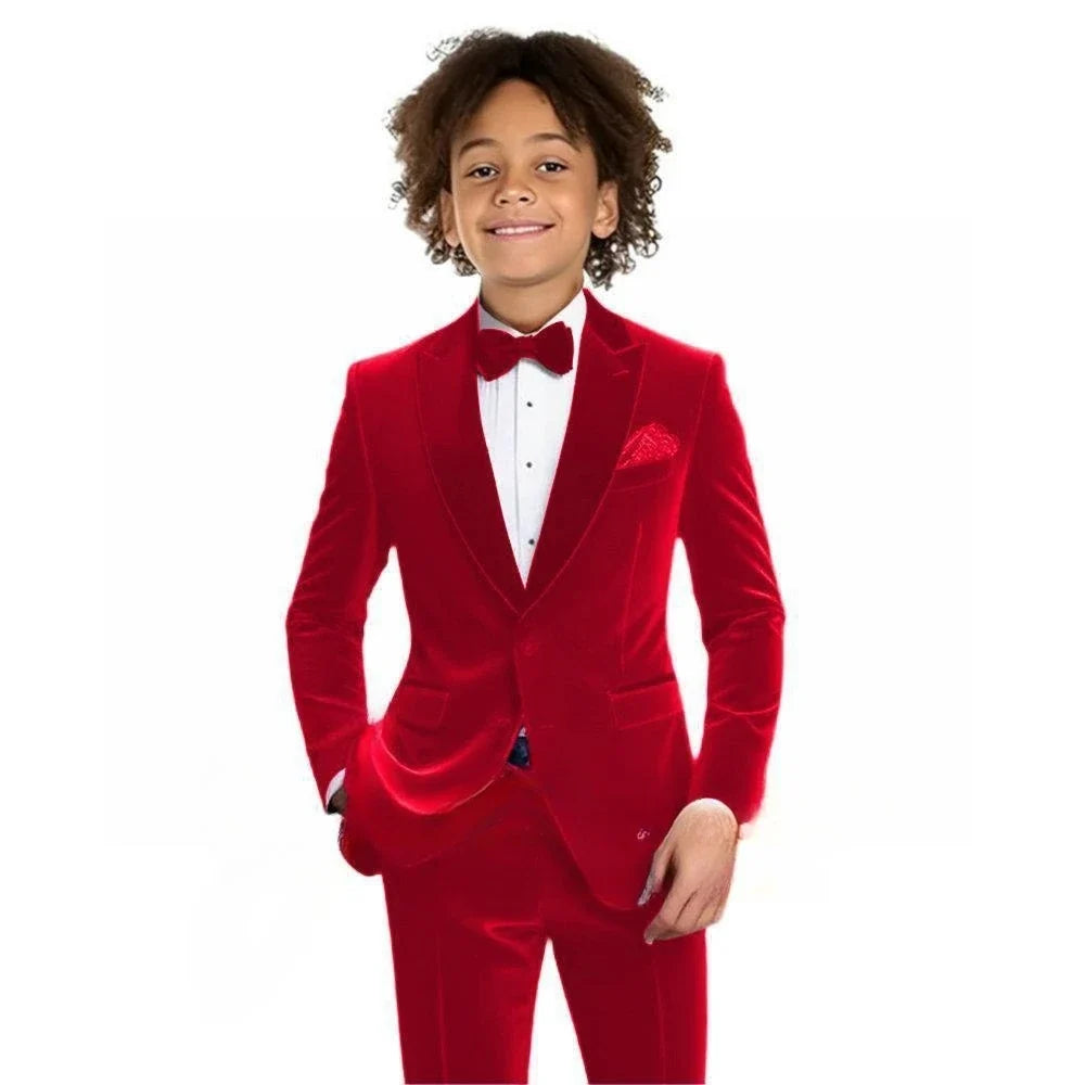 Multi-colors Boys Velvet Suit Set 2 Pieces Jacket Pants Autumn Kids Slim Fit Tuxedo For Photography Handsome Party Suits 2-20T