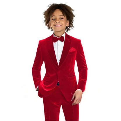 Multi-colors Boys Velvet Suit Set 2 Pieces Jacket Pants Autumn Kids Slim Fit Tuxedo For Photography Handsome Party Suits 2-20T