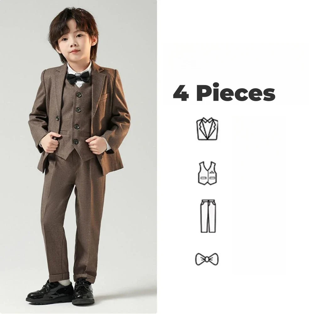 Txjojn Plus Size Kids Tuxedo 4 Pieces,Formal Handsome Boys Suits Party Wear,Notched Lapel Children's Fashionable Suit Set