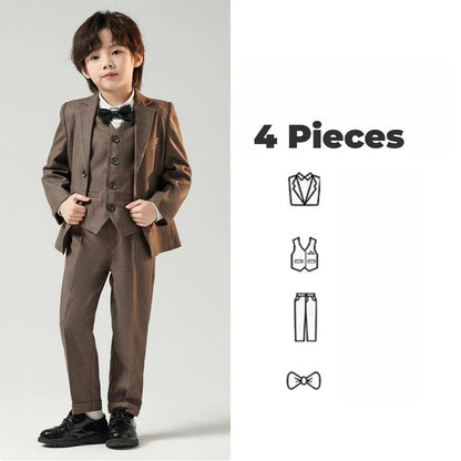Txjojn Plus Size Kids Tuxedo 4 Pieces,Formal Handsome Boys Suits Party Wear,Notched Lapel Children's Fashionable Suit Set