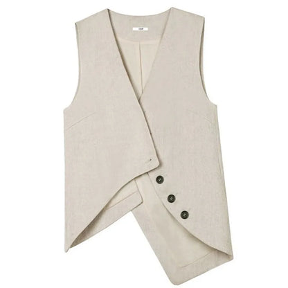 Summer Women High End Suit Sleeveless Outwear Spring Female Casual Waistcoat Jacket Korean Ladies Fashion Solid Color Vest Coat