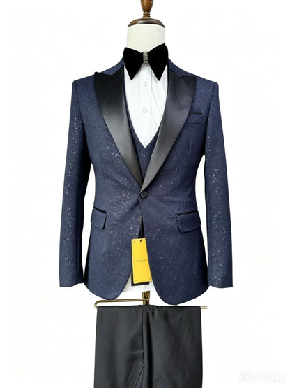 Formal Luxury Men's Suit Set 3 Pieces Banquet Party Wear High Quality Man Slim Fit Suits Wedding Groom Sets Performance Tuxedo