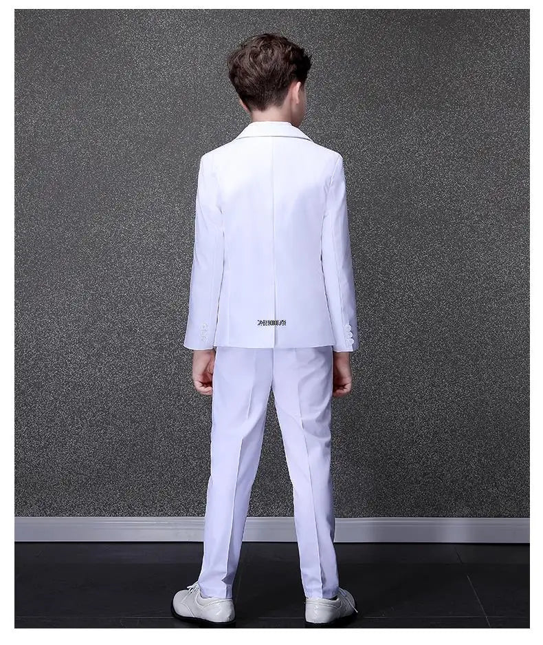 Boys Formal Suit Set White Single Breasted Kids Wedding Tuxedo
