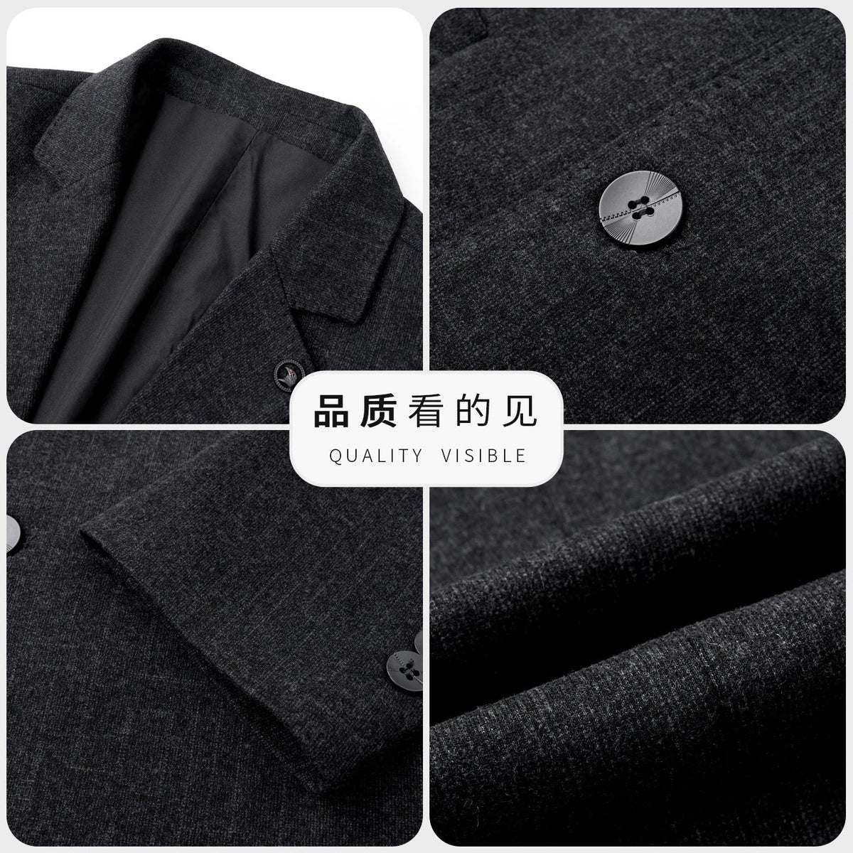 Men's Smart Casual Blazer Single Breasted Dark Pattern Coffee & Grey Spring Autumn