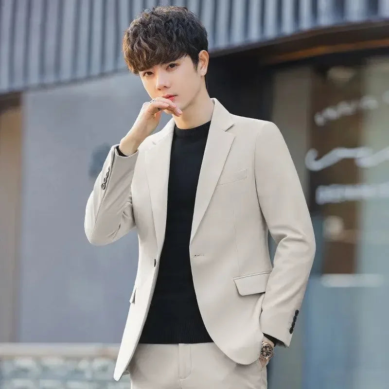 Men's Double Breasted Blazer Korean Style for Banquet and Business