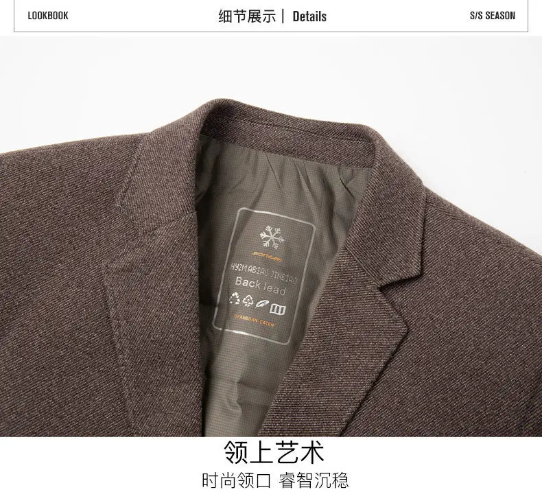 Men's Smart Casual Blazer with Down Liner – Versatile Spring Autumn Suit Jacket