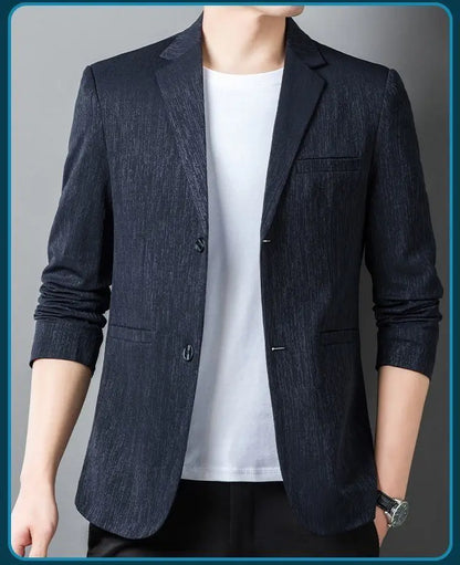 Men's Striped Smart Casual Blazer for Everyday Wear – Lightweight Spring Autumn Jacket