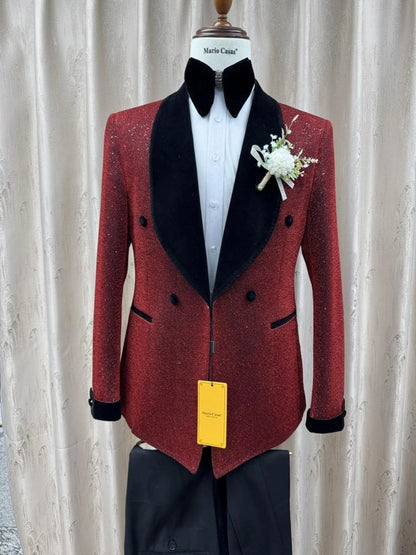 Autumn New Gilted Velvet Suit Set 2 Pieces Business Party Tuxedo Elegant Handsome Men's Suits Dancing Wear Plus Size Tuxedo