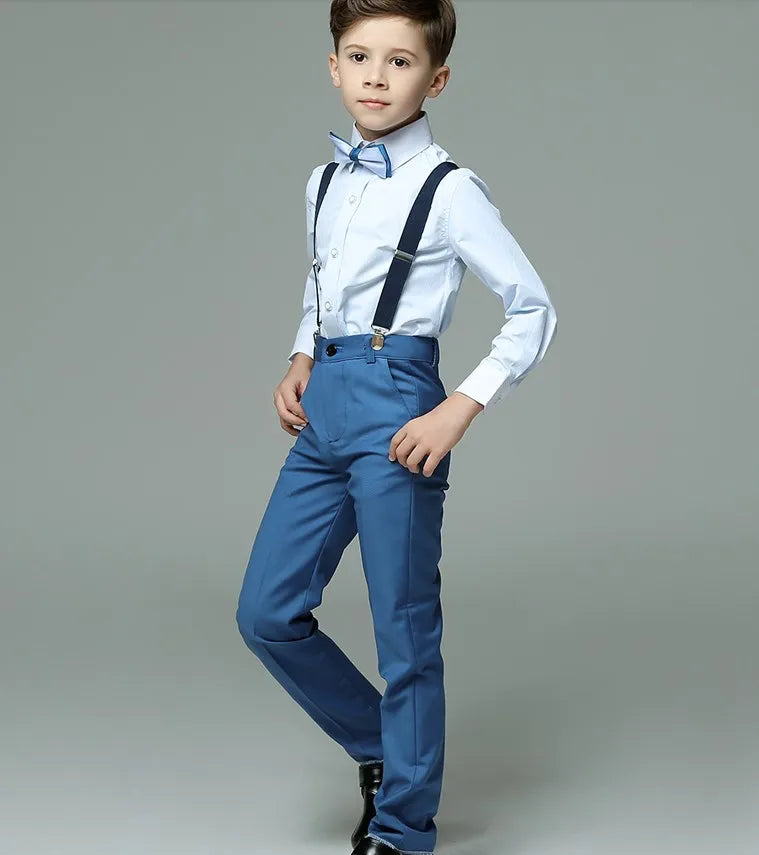 Boys Wedding Suit Baby Kids Vest Shirt Pants Bowtie 4PCS Photography Suit Child Birthday  Ceremony Costume Teenager School Set
