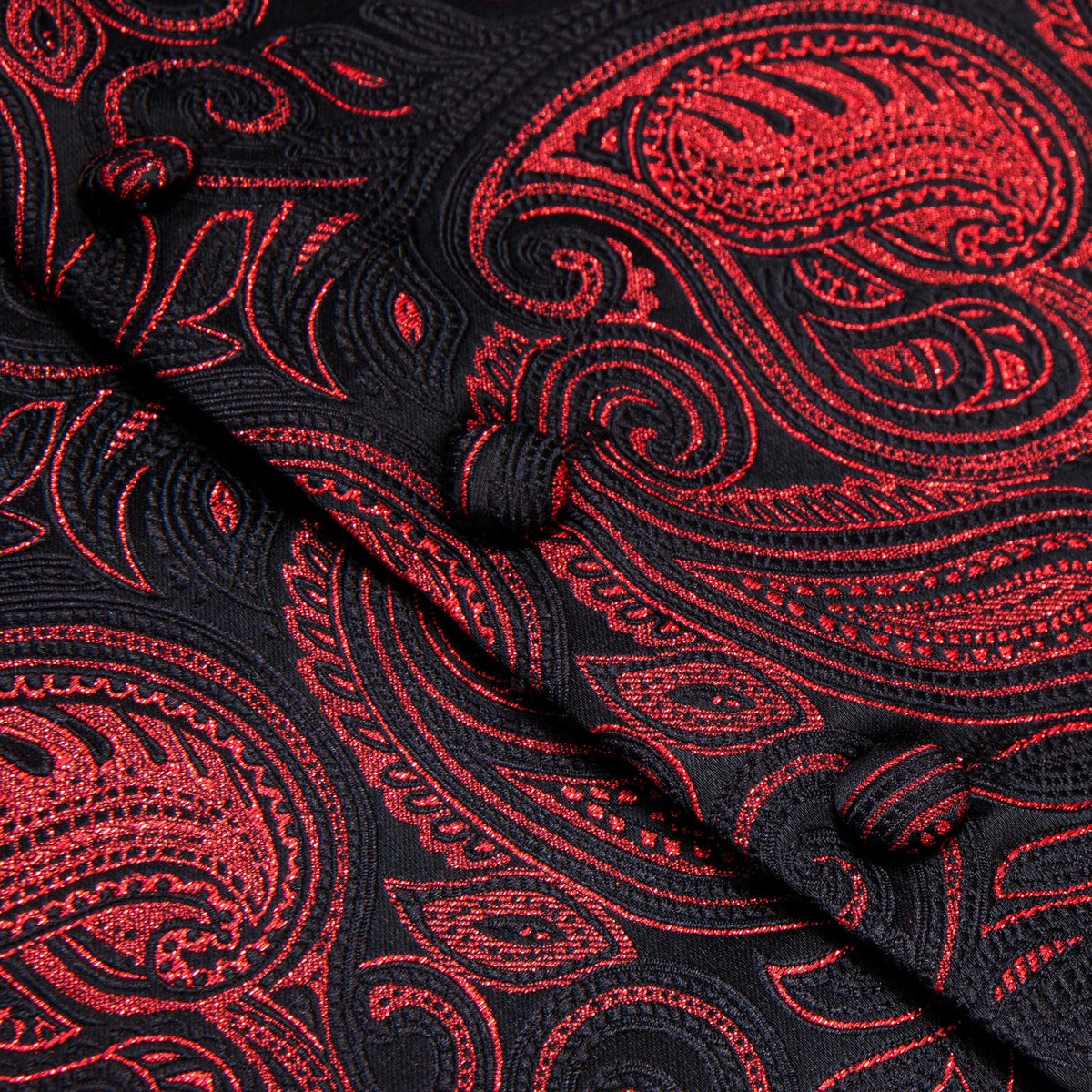 Men's Vest Tie Hanky Cufflinks Set – Wine Black Paisley Jacquard for Weddings & Formal Events