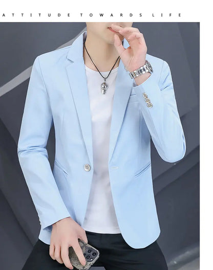 Blazer Men's Fashion Outdoor Travel Gentleman Wedding Slimming Business Versatile Trendy Casual Korean-style Formal Wear Blazer