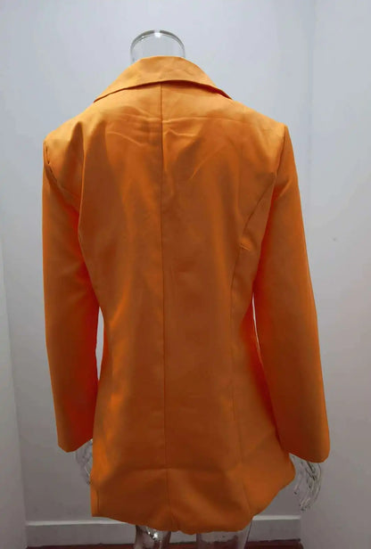 Women's Casual Blazer Notched Lapel Long Sleeve Open Jacket with Pockets Slim Fit Spring Autumn Office Lady Streetwear Coat
