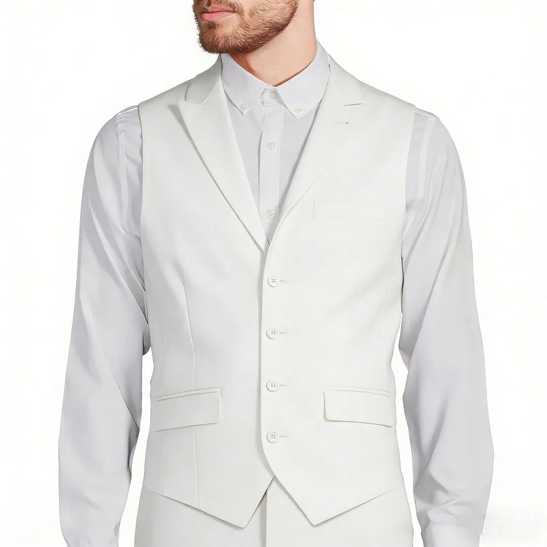 Men's Formal Vest Single Button Lapel Solid Waistcoat for Wedding & Business