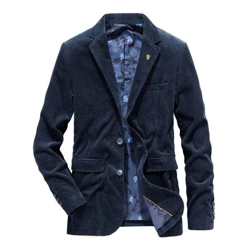 High Quality Men's Corduroy Blazer Oversized Male Suit Jacket Solid Casual Blazers Men Clothing Leisure Suit Coats 4XL