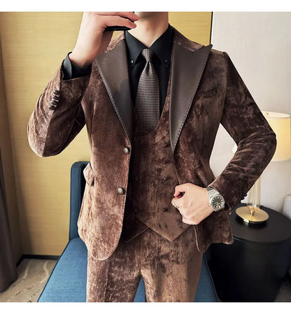 Men's Slim Fit 3-Piece Suit – Smart Casual & Wedding Formal Set