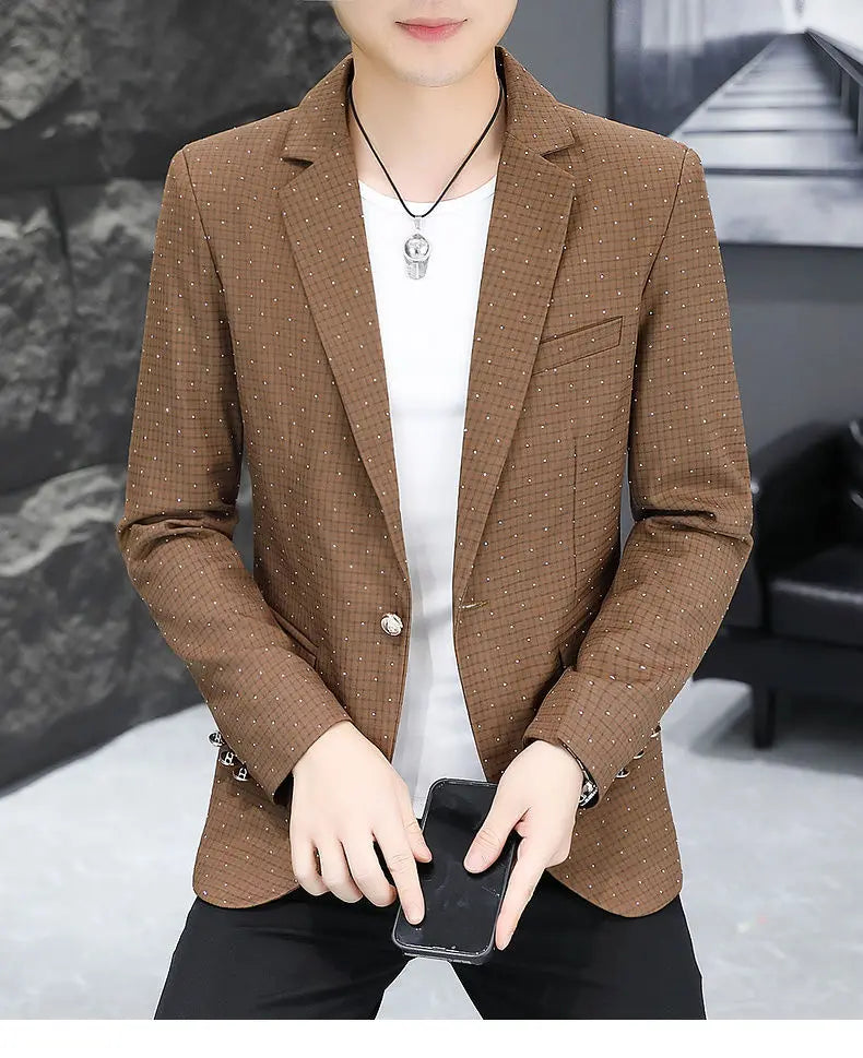 Blazer Men's fashion outdoor travel gentleman wedding Slimming Business versatile Trendy Casual Korean-style formal wear Blazer