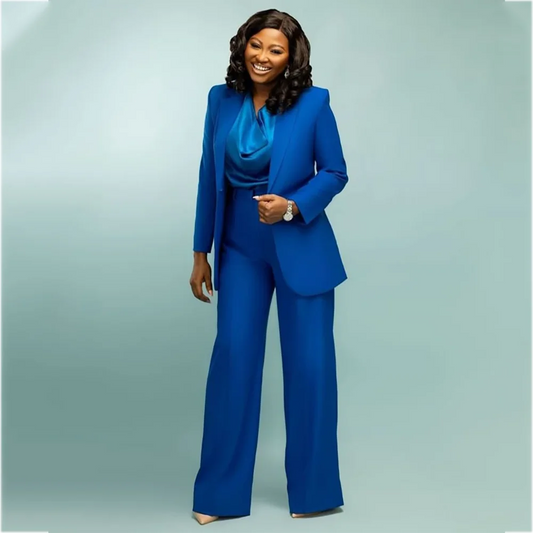 Elegant Women Business Pant Suit Two Pieces Notched Lapel Single Breasted Solid Formal Office Lady Commuter Party Matching Set