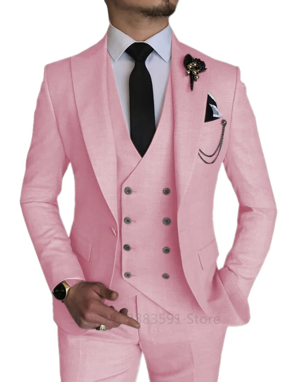 Men's 3 Piece Blazer+Vest+Pant Wedding Dress Suits Slim Fit Lapel Tuxedos Party Leisure Formal Male Suit For Groomsman Suits