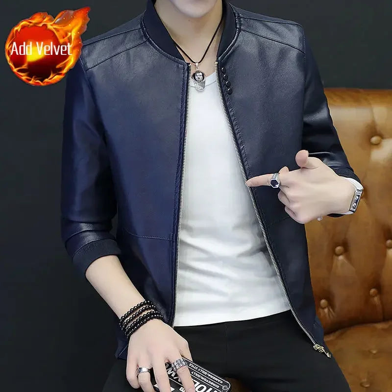 Brown Casual Men's Suit Jackets Trendy 2025 Korean Style Clothes Male Leather Blazer Single Models Luxury Designer Menswear Coat