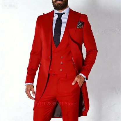 Men's Tailcoat Tuxedo in Royal Blue Made to Measure Wedding Groomsmen Long Fashion Blazer Smoking Suit Customizable Male Traje