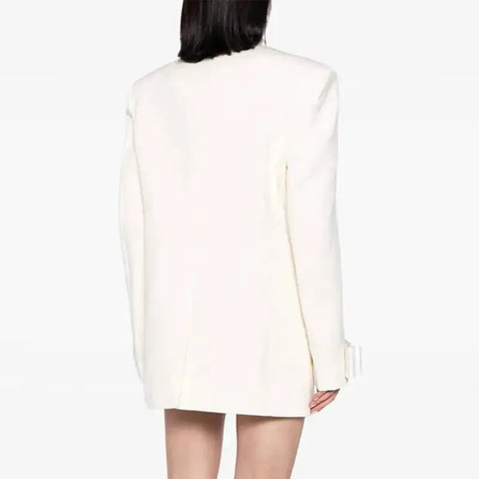 Spring Autumn New Women's Blazer Dress Double Breasted Notched Collar Bowknot Cuffs Elegant High-end Office Lady Coat H2700