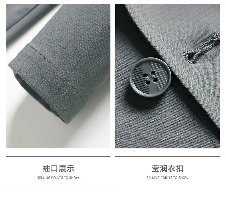 Thin-sleeved Sunscreen Blazer Fashionable for Outdoor Travel, Camping, Wedding, Casual Wear. Korean-style Men's Slim-fit Blazer