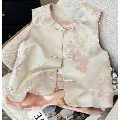 Female High-end Jacquard Waistcoat Coat Spring Autumn Women Leisure Sleeveless Jacket Retro Lady Large Size 4XL Vest Tops