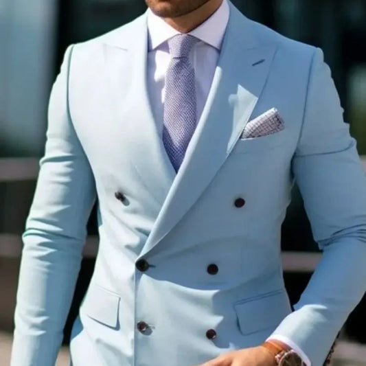 Men's Double Breasted Slim Fit Suit Set – Peaked Lapel | Business, Banquet & Formal Occasions