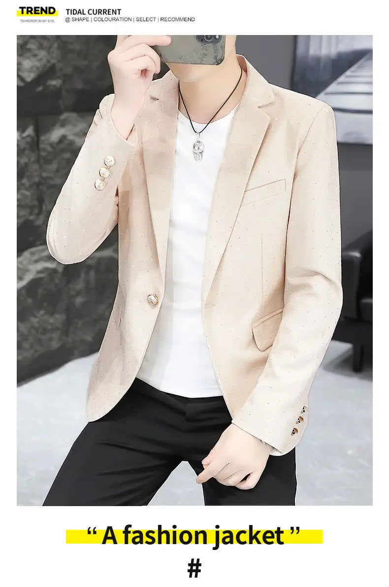 Blazer Men's fashion outdoor travel gentleman wedding Slimming Business versatile Trendy Casual Korean-style formal wear Blazer