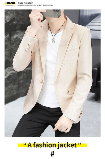 Blazer Men's fashion outdoor travel gentleman wedding Slimming Business versatile Trendy Casual Korean-style formal wear Blazer